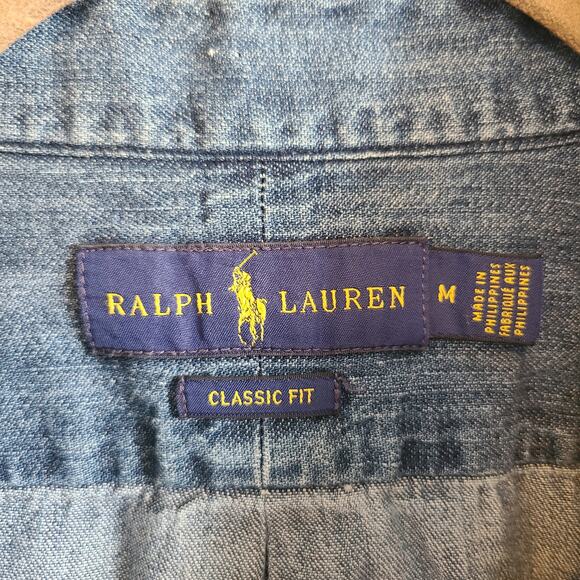 Ralph Lauren Womens M Classic Fit Denim Shirt Button Down Blue Preppy Flesh Pony - Picture 4 of 9
